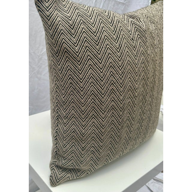 Restoration Hardware Black and Beige Chevron Pattern Decorative Pillow For Sale In Palm Springs - Image 6 of 9