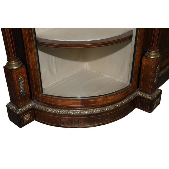 Mid 19th Century Burr Walnut English Credenza Bronze Ascents Limoes Plack For Sale - Image 10 of 12