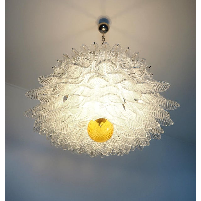 Large Murano Glass Chandelier with 100 Clear Felci Glasses, 1990s For Sale - Image 10 of 18