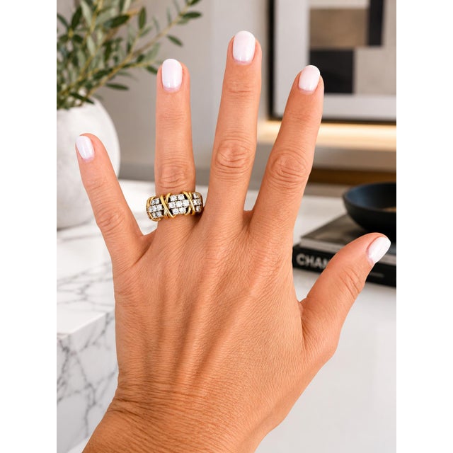 Vintage Italian 18k Gold Diamond Openwork Ring, 2.20 Carats, Circa 1980, Size 6.75 For Sale - Image 16 of 17