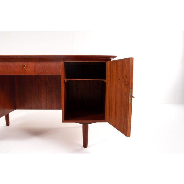 Mid-Century Modern Danish Teak Desk with Bookcase Back, 1960s For Sale - Image 4 of 12