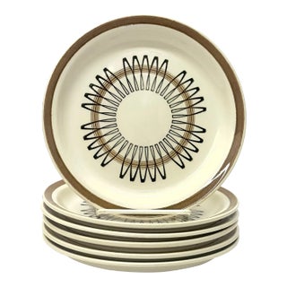 Vintage Ceramic Side Plates With Dynamic Graphic ‘Spirograph’ Motif - Set of 6 For Sale