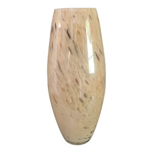 Vintage Mid Century Modern Italian Art Glass Hand Blown Tan Vase