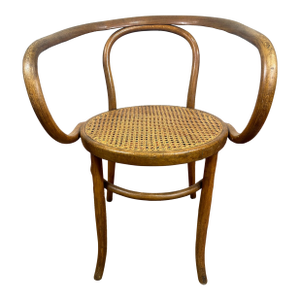 1960s Mid-Century Modern Bentwood Arm Chair With Cane Seat