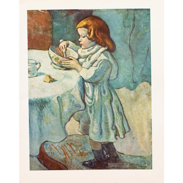 An excellent period reproduction full-color print after painting "Le Gourmet" (Lover of Food)(1901) by Pablo Picasso....