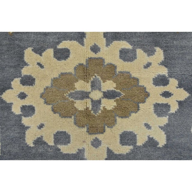 Blue Oushak Rug 9′ X 12’2” Blue Wool Traditional Hand-Knotted Oriental Carpet For Sale - Image 8 of 12