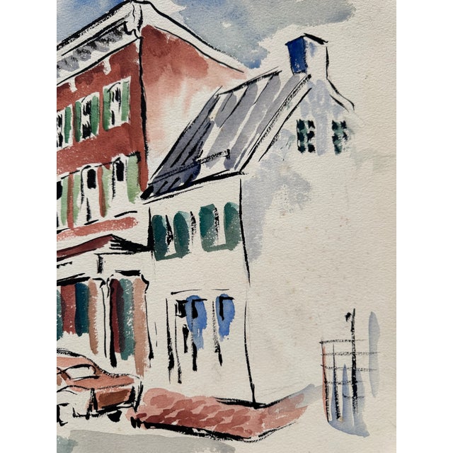 Rustic Henry Emil Salloch Original Watercolor on Paper Urban Townscape. For Sale - Image 3 of 7