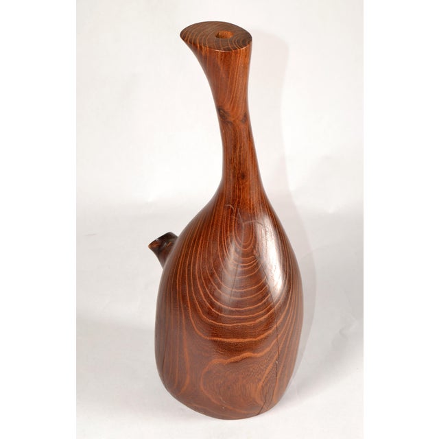 Vintage Solid Teak Wood Orchid Vase Mid-Century Modern Art & Crafts Movement For Sale - Image 11 of 13
