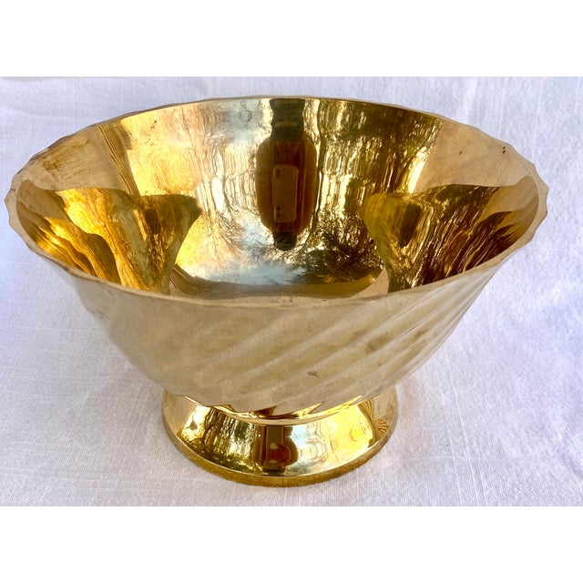 Vintage Brass Pedestal Swirl Bowl Chairish