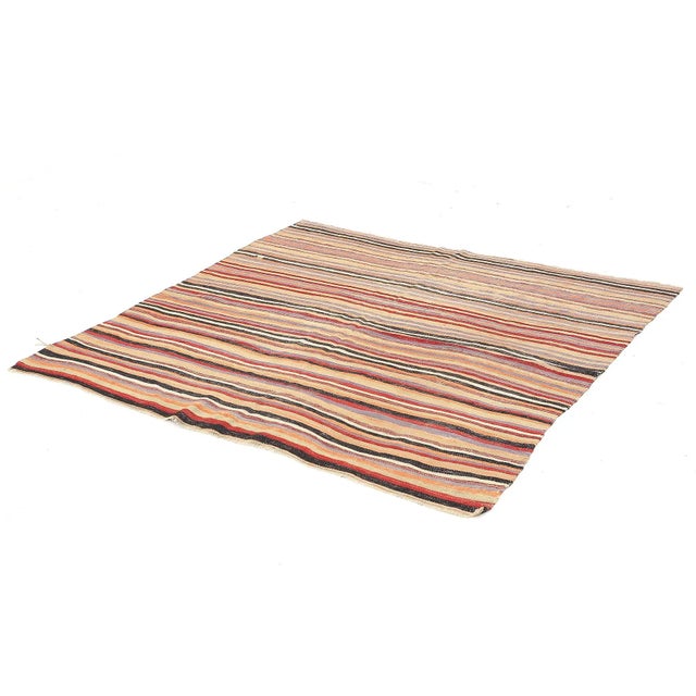 Traditional Mid 20th Century Striped Vintage Turkish Kilim Rug For Sale - Image 3 of 7