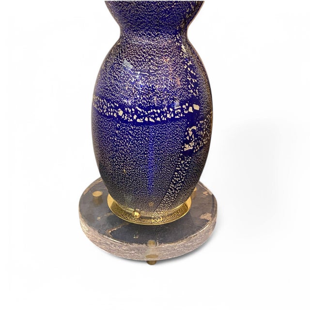 Blue and Silver Murano Glass Lamps, 1970s, Set of 2 For Sale - Image 6 of 7