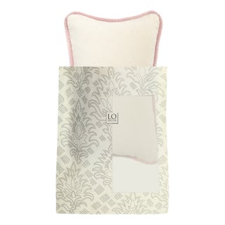 The Gift Micro Cushion in White Velvet with Pink Piping by Lorenza Briola for Lo Decor For Sale