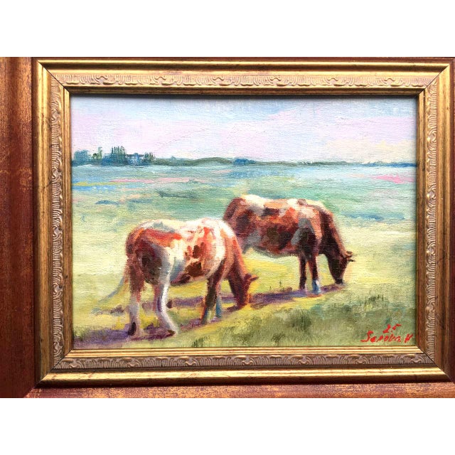 Framed Original Painting Landscape With Cows by Artist Valeriya Serova For Sale - Image 6 of 8