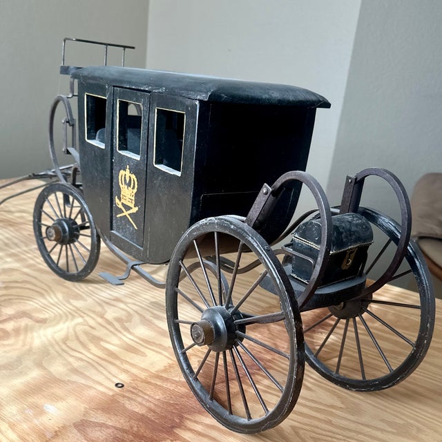 Monumental 39" Vintage German Handmade Wood & Iron Royal State Carriage Coach Model For Sale - Image 10 of 14
