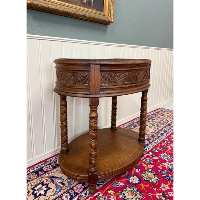 Antique French Oak Barley Twist Standing Planter Jardinière Liner C. 1930s For Sale - Image 17 of 17