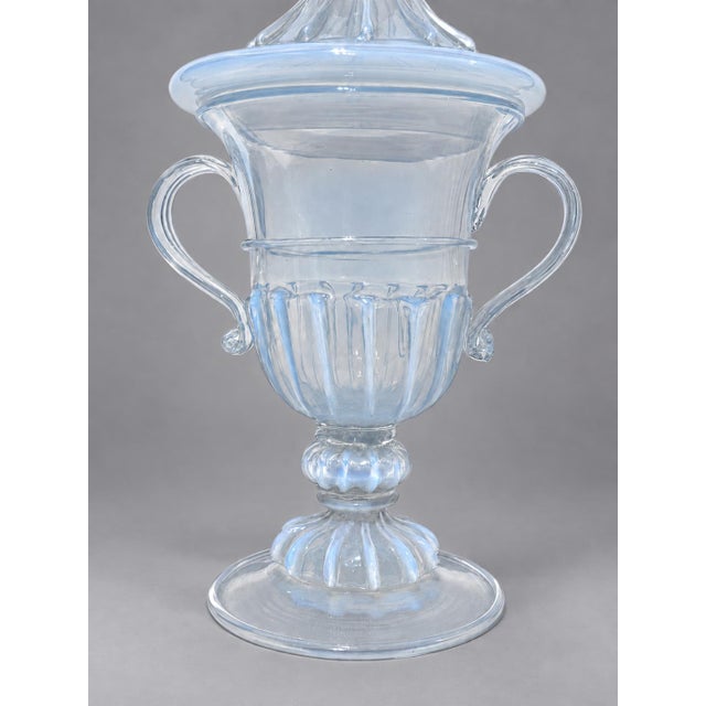 Venetian Opalescent Glass Covered Urn, Attributed Salviati - Early 20th Century For Sale - Image 4 of 12