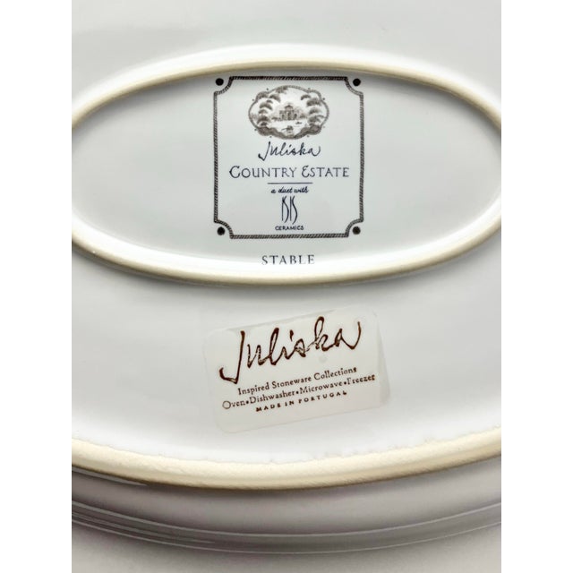 2010s Juliska “Country Estate, Flint (Gray)” Stoneware Oval Serving Platter 15” For Sale - Image 5 of 5