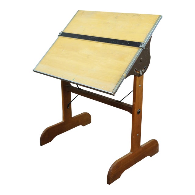 Vintage Mayline Adjustable Trestle Base Drafting Drawing Easel Table