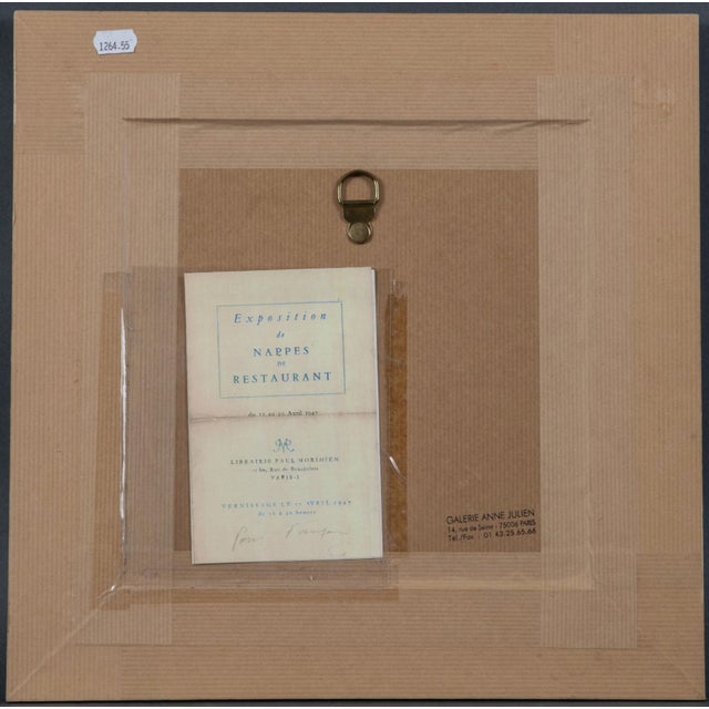 A rare and highly collectible framed paper tablecloth by Jean Cocteau, created in 1947 and exhibited that same year at the...