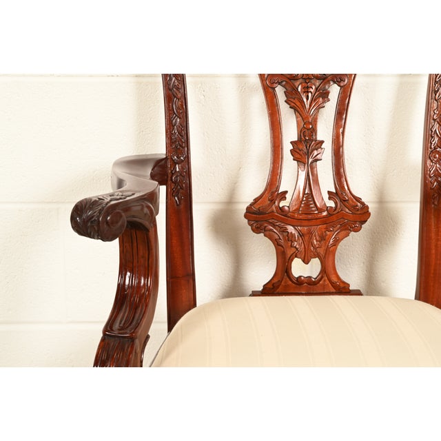 Baker Furniture Style Chippendale Carved Mahogany Dining Chairs, Set of Ten For Sale - Image 9 of 16