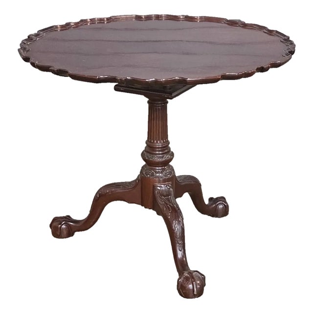 Kindel Winterthur Collection Philadelphia Carved Mahogany Tilt Top Pie Table For Sale
