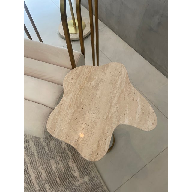 Elliniko Free Form Travertine and Marble Side Table For Sale In Los Angeles - Image 6 of 6