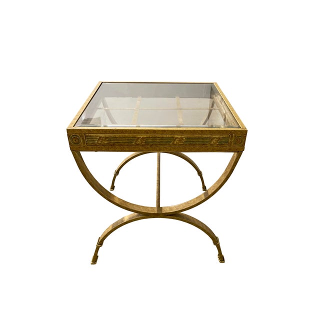 Mid 20th Century Pair of Neoclassical Style Metal Indoor/Outdoor Side Tables For Sale - Image 4 of 9