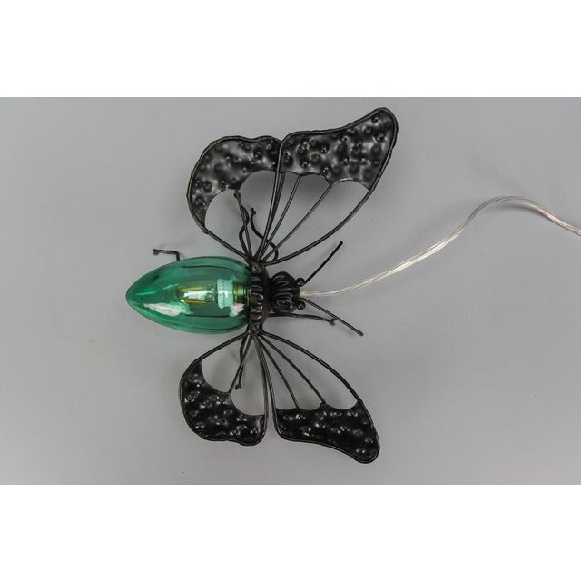 Mid-Century Modern Metal and Green Murano Glass Wall Lamp Butterfly, Italy, 1960s For Sale - Image 12 of 18
