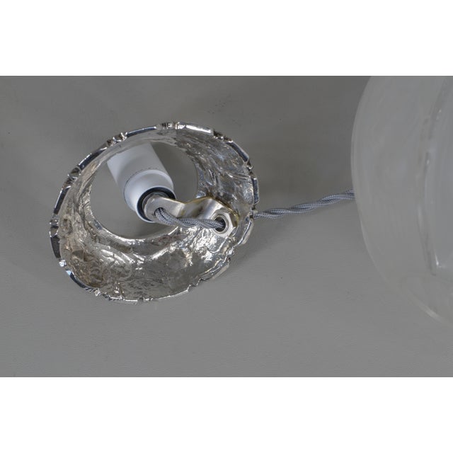Silver 1930s Verreries Des Hanots French Art Deco Floral Glass Table Lamp For Sale - Image 8 of 8
