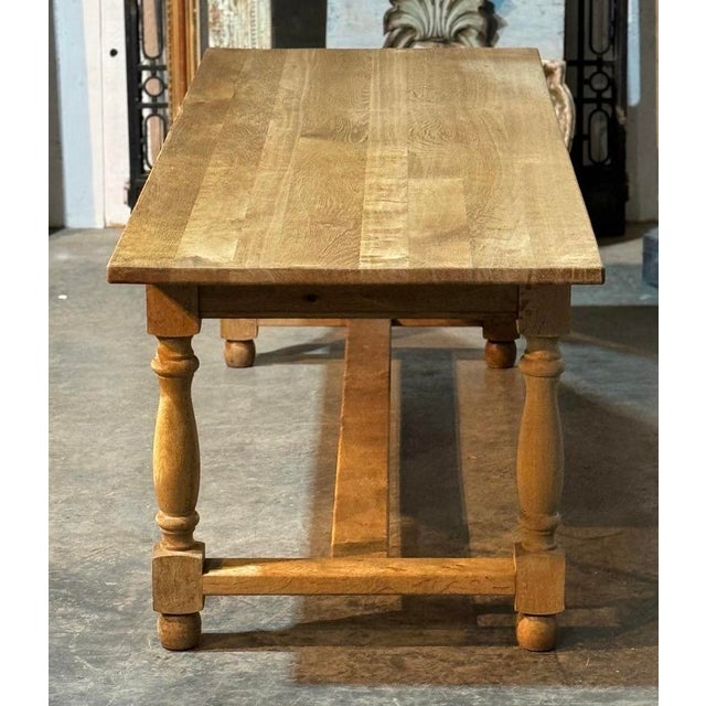 Large Bleached Oak Farmhouse Dining Table, 1920s For Sale - Image 16 of 18