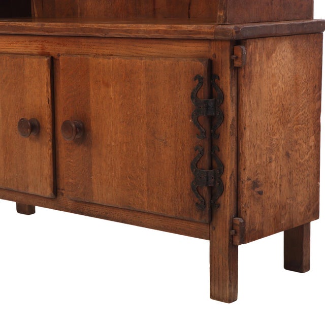 French Brutalist Solid Oak Open Top Cabinet, C. 1940 For Sale - Image 4 of 7
