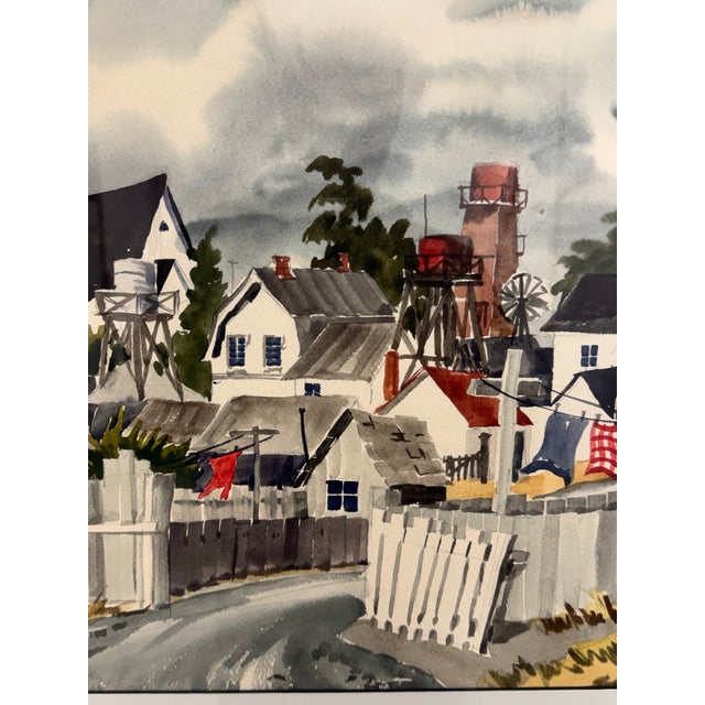 M. B. Pritchard Mendocino Framed Watercolor, Circa 1996 For Sale - Image 11 of 12