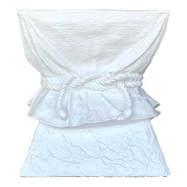 Vintage Boho Plaster Tie Low Stool After John Dickinson For Sale