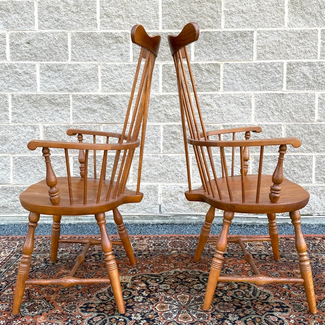 Wood 1990s Keller Furniture Traditional Solid Oak Nantucket Windsor Dining Chairs - Set of 6 For Sale - Image 7 of 16