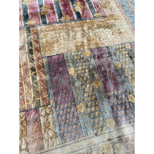 1990s Vintage Chinese Art Deco Silk Rug, 1990s For Sale - Image 5 of 18