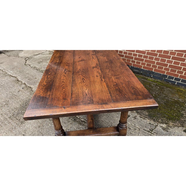 Oak Refectory Kitchen Farmhouse Dining Table, 1920s For Sale - Image 6 of 18