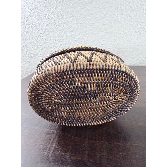 Textile Vintage Hand-Woven Nito Vine Trinket Boxes & Basket Lot - Set of 4 For Sale - Image 7 of 12