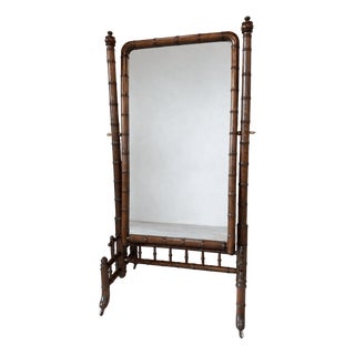 Faux Bamboo Cheval Mirror, 1900s For Sale