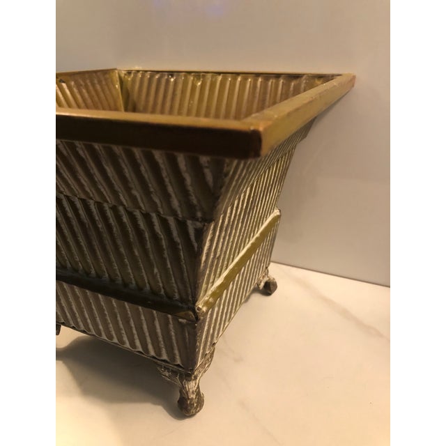 Late 20th Century Vintage Art Deco Style Footed Metal Planter For Sale - Image 5 of 8