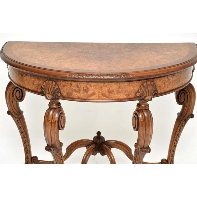 Antique Burr Walnut Console Table from Maple and Co, 1890s For Sale - Image 9 of 13