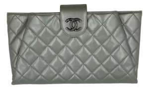 Chanel Coco Pleats Clutch Grey Metallic 2008