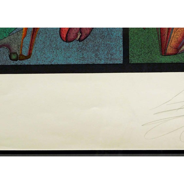 Mikail Chemiakin "Untitled"flowers Hand Signed Lithograph on Paper Custom Framed For Sale - Image 4 of 7