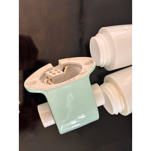 Glass Light Blue Ceramic Model 6068 Sconce by Wilhelm Wagenfeld for Lindner, 1958 For Sale - Image 7 of 10