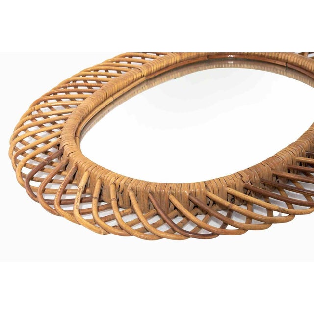 Vintage Rattan Wall Mirror from BBB Bonacina, Italy, 1950s-1960s For Sale - Image 3 of 5