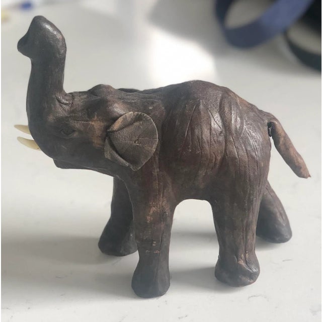 Vintage Mid Century Leather Wrapped Elephant Figure For Sale In Houston - Image 6 of 12