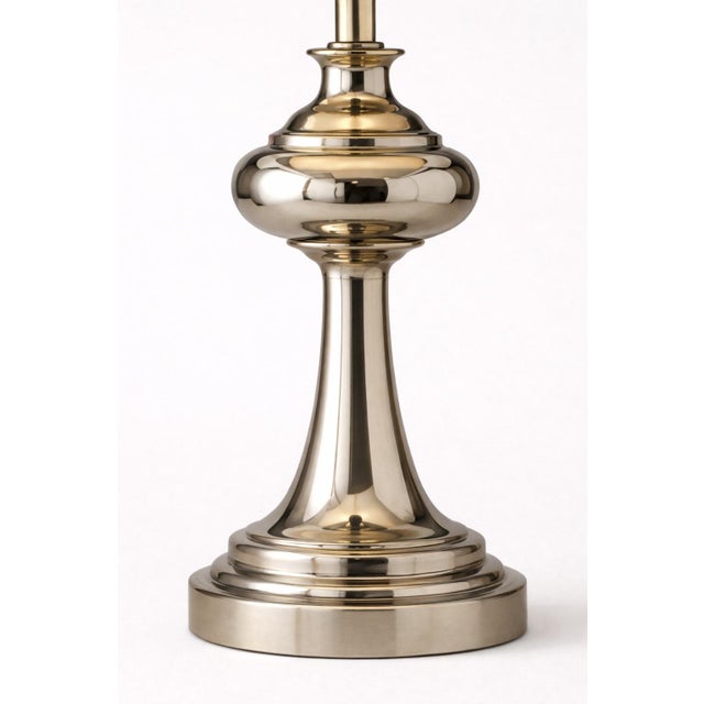Ralph Lauren Late 20th Century Ralph Lauren Polished Metal Table Lamp With Linen Drum Shade For Sale - Image 4 of 8