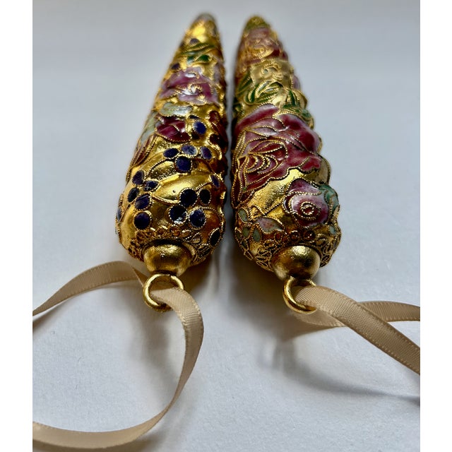 Pair of Gold Cloisonné & Crystal Ornaments For Sale - Image 12 of 17
