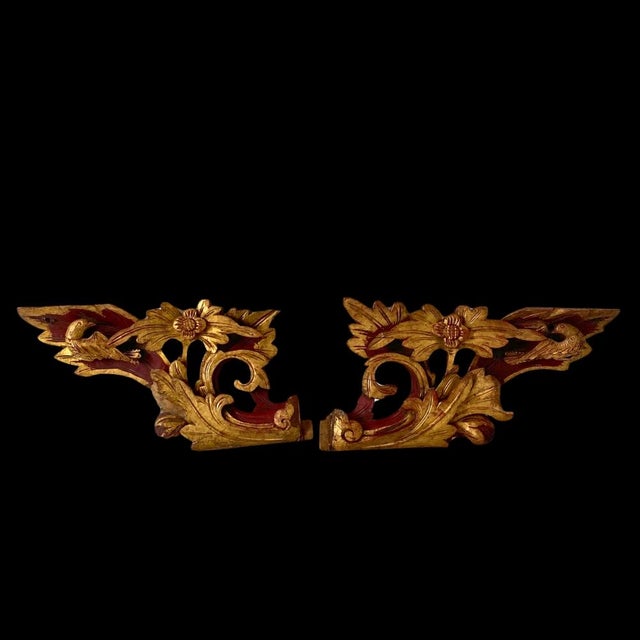 Chinese Pair of c.1920 Antique Chinese Giltwood Openwork Carved Panels – Architectural Salvage For Sale - Image 3 of 17