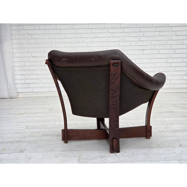 Scandinavian Lounge Chair in Furniture Leather and Oak, 1970s For Sale - Image 12 of 18