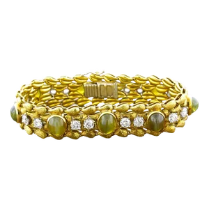 Julius Cohen Cats Eye Chrysoberyl Diamond Gold Bracelet